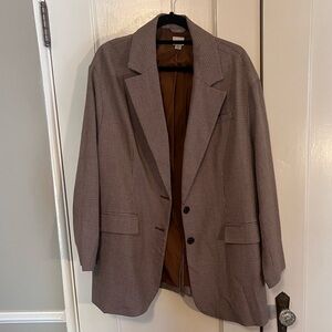A New Day Womens Brown and black houndstooth Blazer